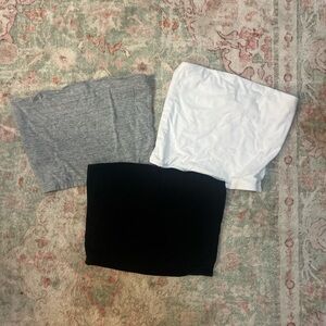 Set of Three Tilly’s Tube Tops - Gray, White, Black